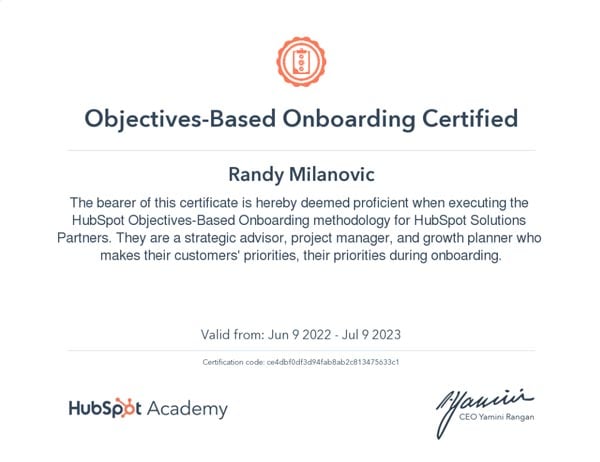Randy Milanovic - Objective Based Onboarding July 2023