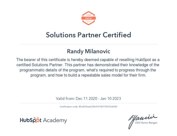 Randy Milanovic Solutions Partner January 2023