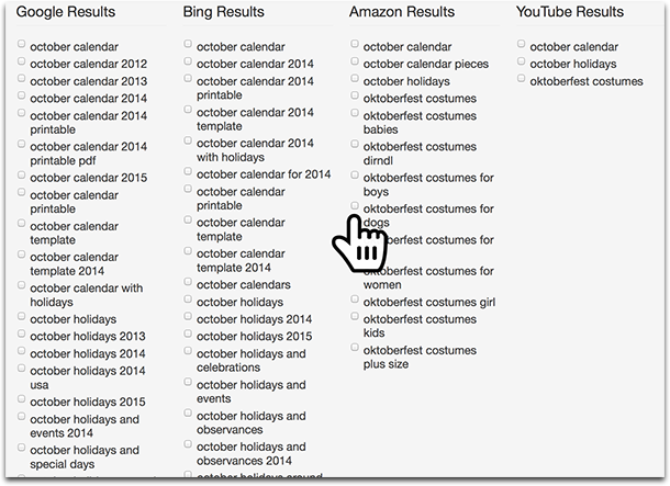 bulk keyword suggestions for different search engines