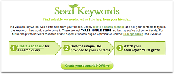 Seed Keywords website screenshot